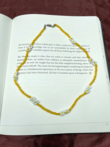 Yellow double cosmos necklace