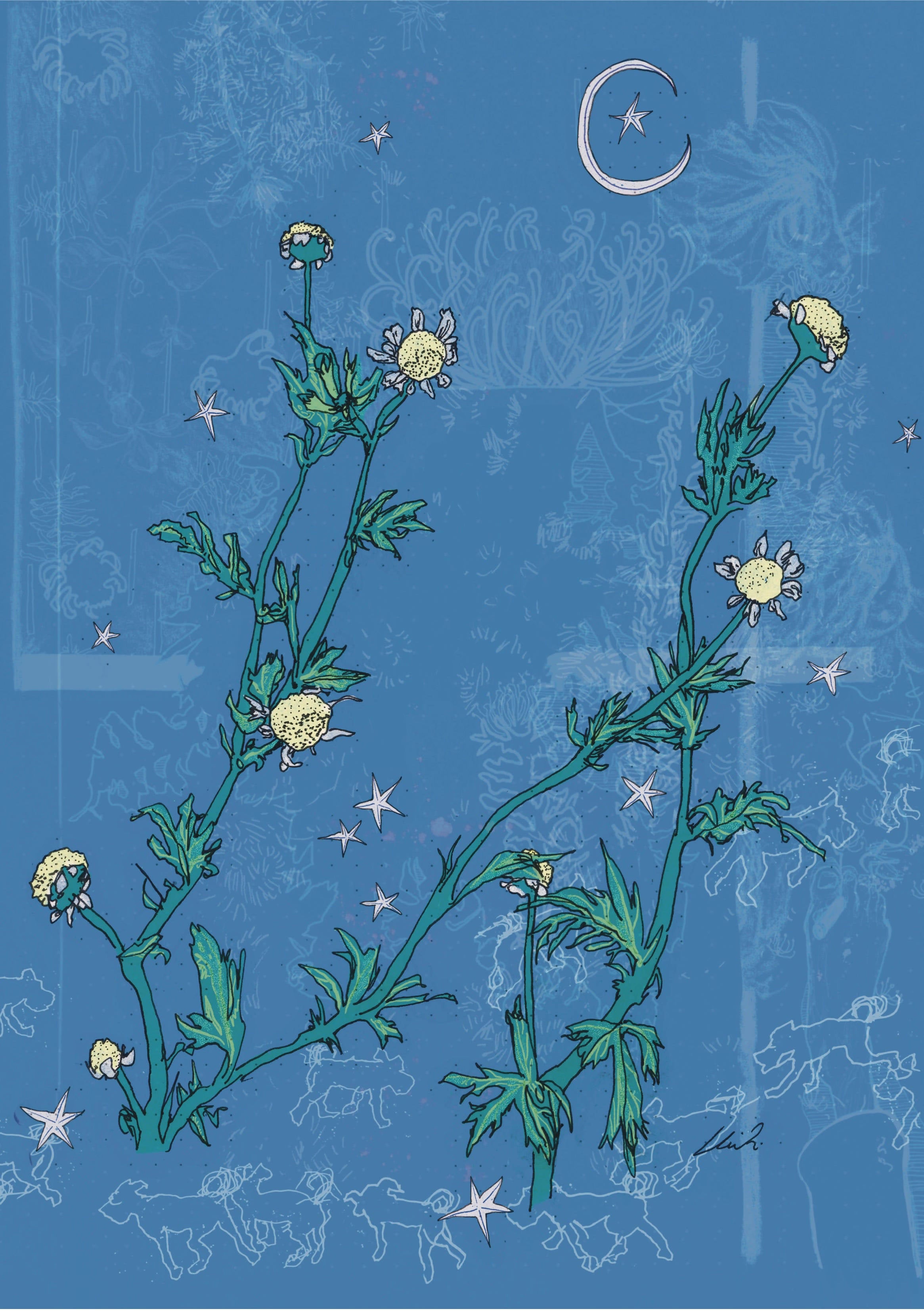 poolside flowers - a5 print