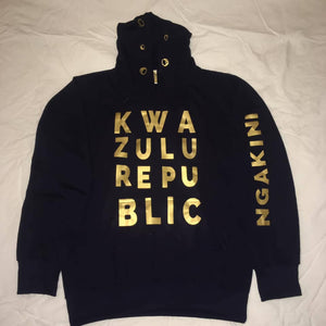 KwaZuluRepublic Gold Print Navy Hoodie