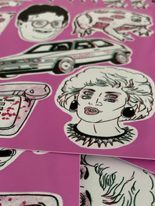 rick rollin' with the homies ('80s inspired sticker sheet)