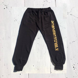 kwazulurepublic black & gold sweatpants