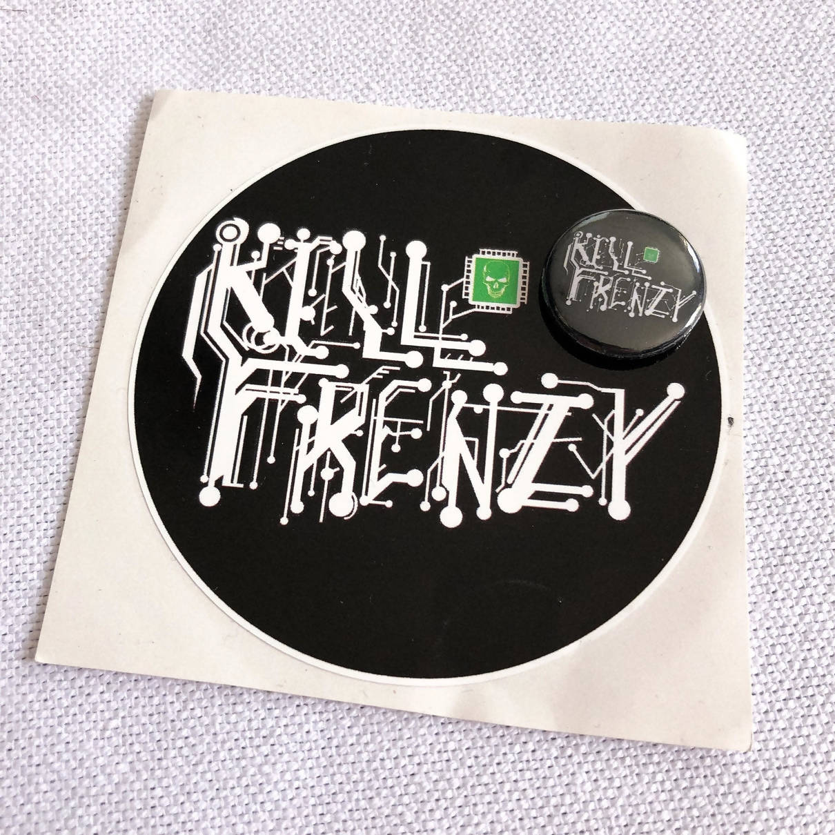 frenzy t-shirt | black + pin & sticker