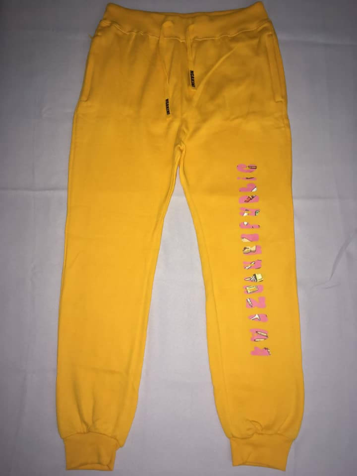 KwaZuluRepublic Pink Print Yellow Sweat Pants