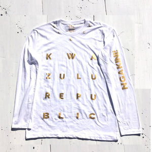 KwaZuluRepublic Classic White & Gold Long Sleeve T-Shirt