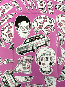 rick rollin' with the homies ('80s inspired sticker sheet)